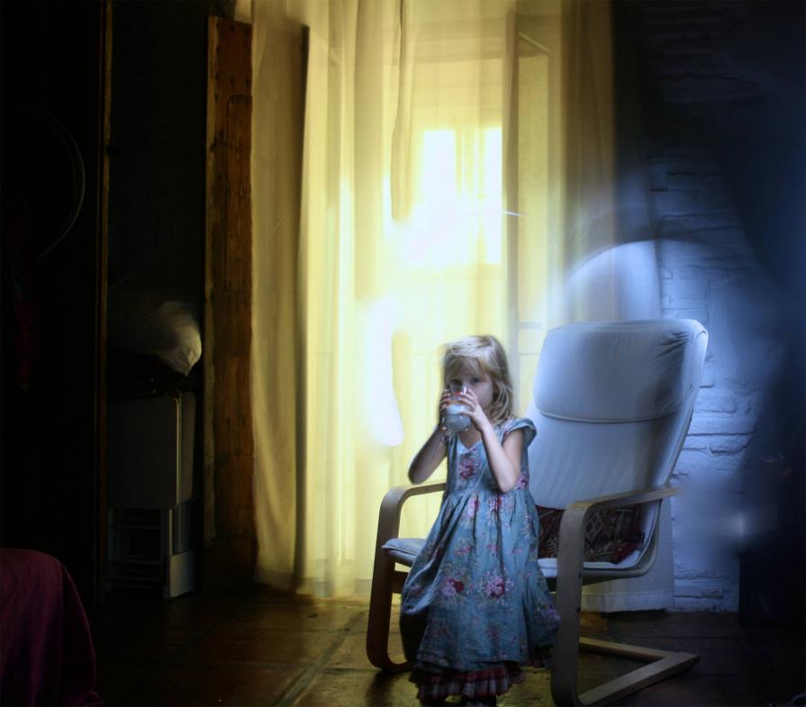 Ella, glass of milk.