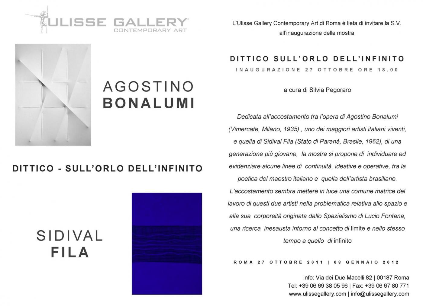 Agostino Bonalumi Sidival Fila DITTICO SULL'ORLO DELL'INFINITO Agostino Bonalumi Sidival Fila DITTICO SULL'ORLO DELL'INFINITO