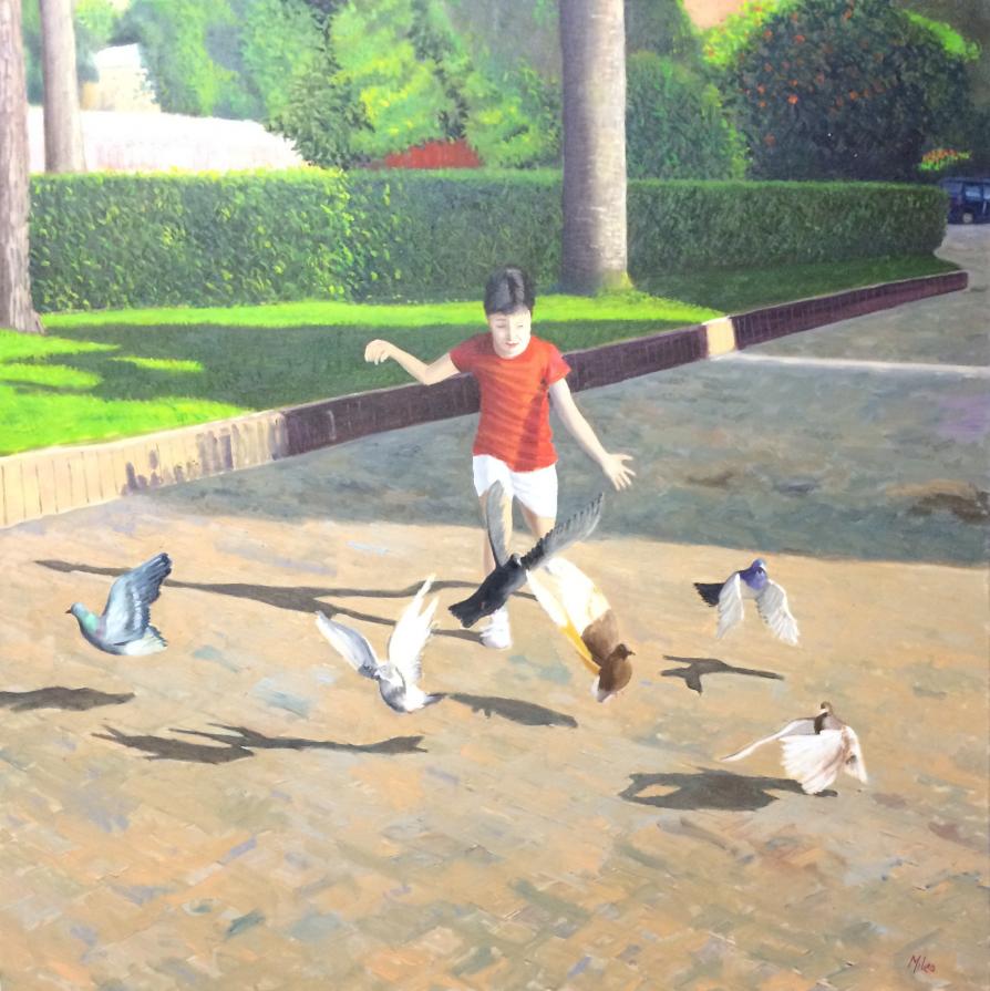 Gianni Mileo (Italia) - Giochi - olio su tela 70 x 70