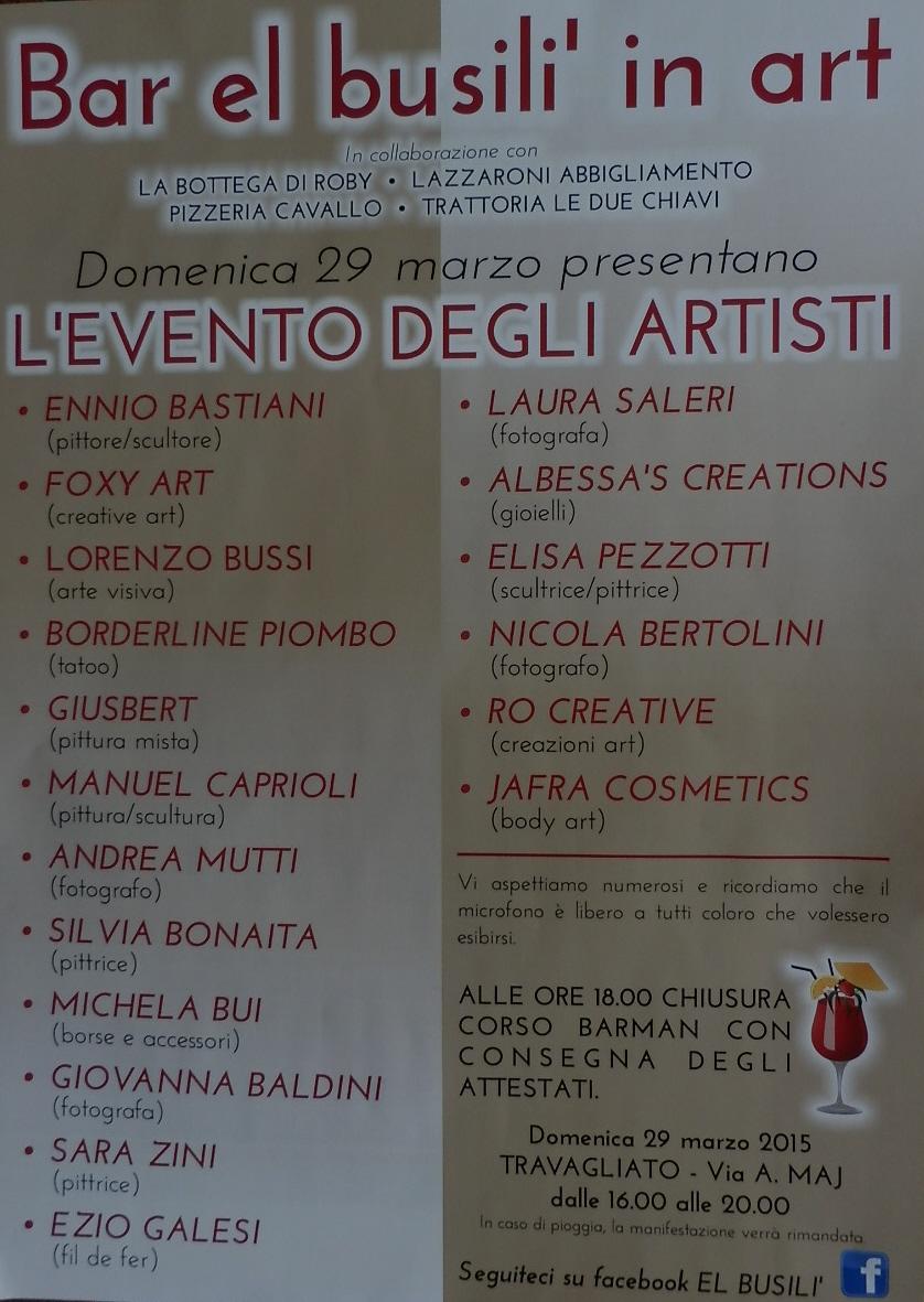 "L'EVENTO DEGLI ARTISTI" presso Bar el busili' in art