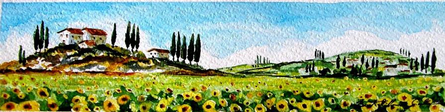 PAESAGGIO TOSCANO CON PAPAVERI
