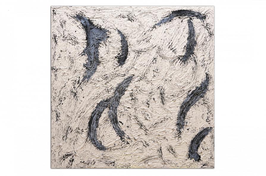 Movimento - malta, pasta cementizia, colla vinilica - su tela - cm.102x102 - Anno 2010