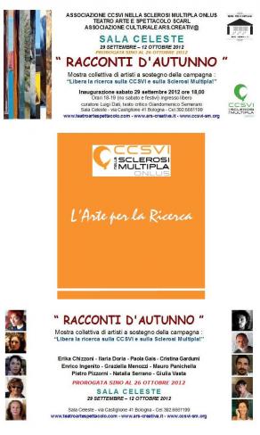 Locandina mostra collettiva "Racconti d'Autunno" artisti per la CCSVI-SM Locandina mostra collettiva "Racconti d'Autunno" artisti per la CCSVI-SM