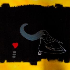 cow skull and red heart 