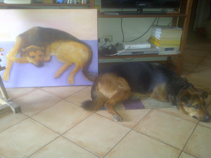 Ritratto di cane con modella