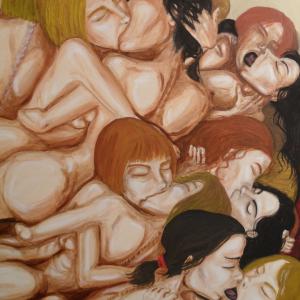 Incontro di gruppo fra giovani donne - Idea eccitante - Nude tutte insieme(particolare)