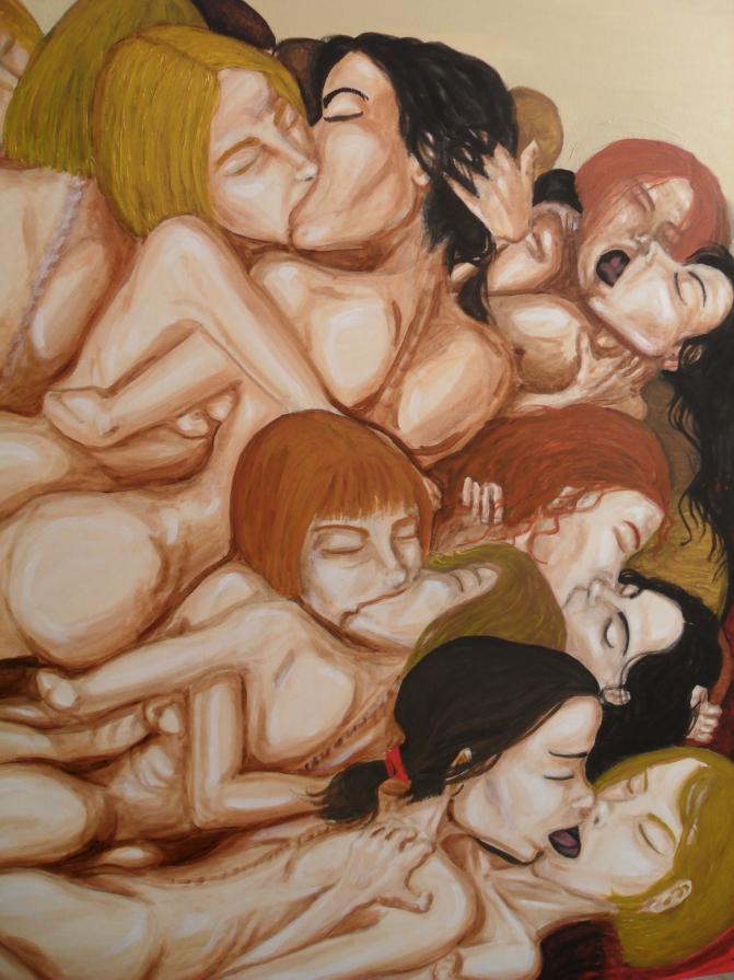 Incontro di gruppo fra giovani donne - Idea eccitante - Nude tutte insieme(particolare)