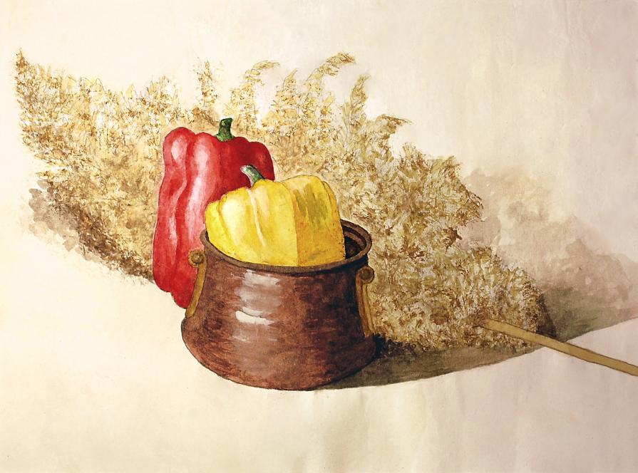 Red and yellow peppers