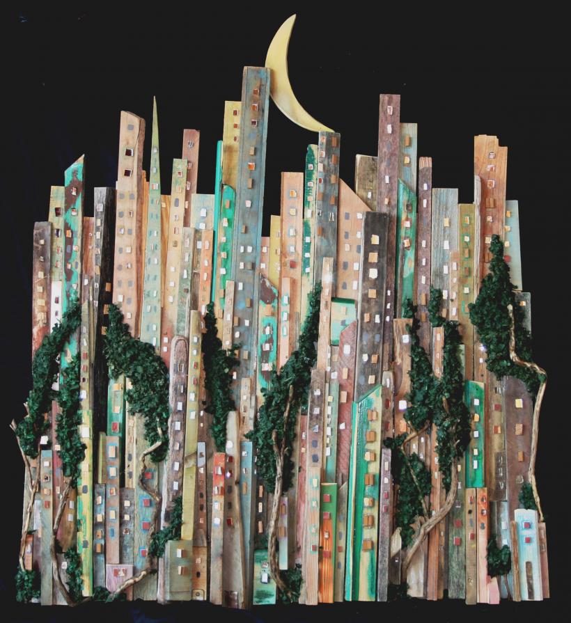 Moonlight on the utopian city Moonlight on the utopian city