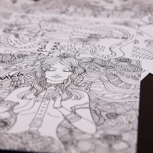 Coloring postcards  Girl's diary. Set from 9 postcards. 