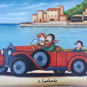 Salvo Lombardo - La famiglia  - olio su tela - 80 x 60