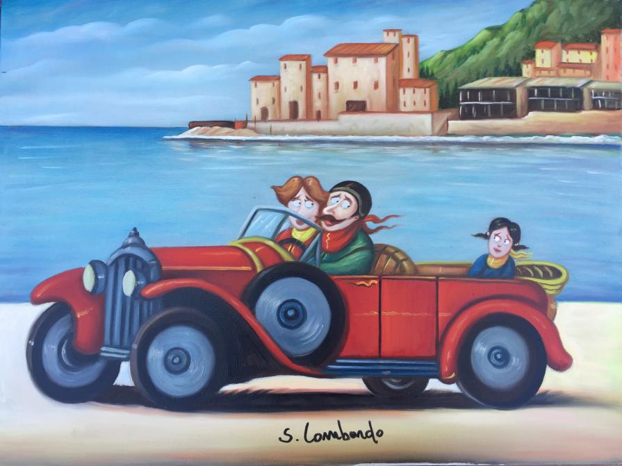 Salvo Lombardo - La famiglia  - olio su tela - 80 x 60
