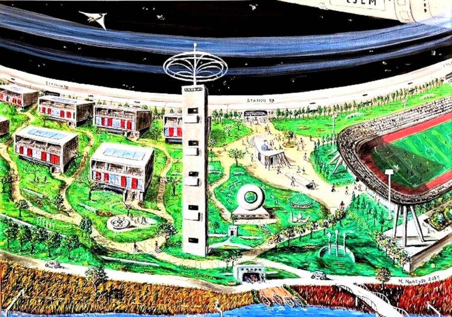 Vita nell'isola dello spazio (2021) olio su tela - cm 70x50 Vita nell'isola dello spazio (2021) olio su tela - cm 70x50