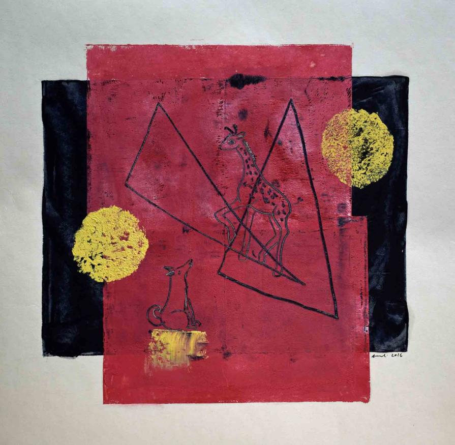 Trigonometric funtion of a giraffe with a howling dog