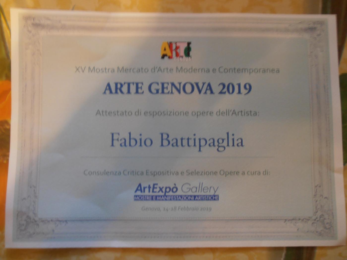 Artista Fabio Battipaglia partecipa con due opere alla Fiera d'Arte di Genova 2019