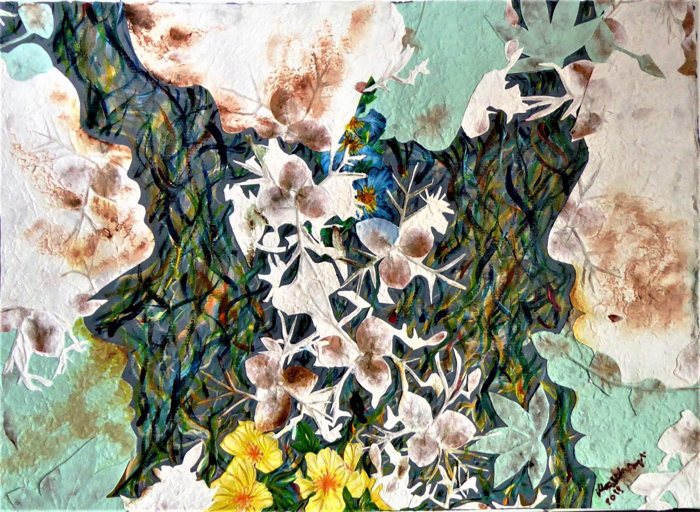 “Non c’è più tempo” romanzo di Sandro Orlandi, in copertina l’ opera  di Maristella Angeli “Siamo natura”