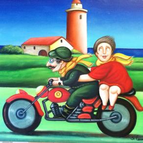 Salvo Lombardo - Al faro - olio su tela - 80 x 60