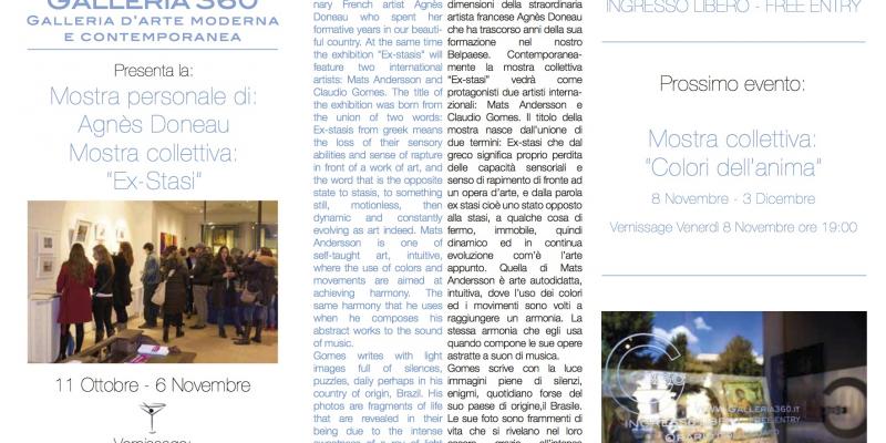 Mostra personale Agnès Doneau e mostra collettiva "EX-stasi"