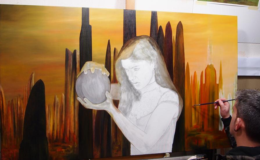 Pintura em progresso / Painting in progress "Premonição"