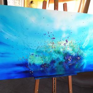 Di Barbara Ghisi - Aurora Marina.. T.Mista a cristalli e resine su tela.Cm 70x140 