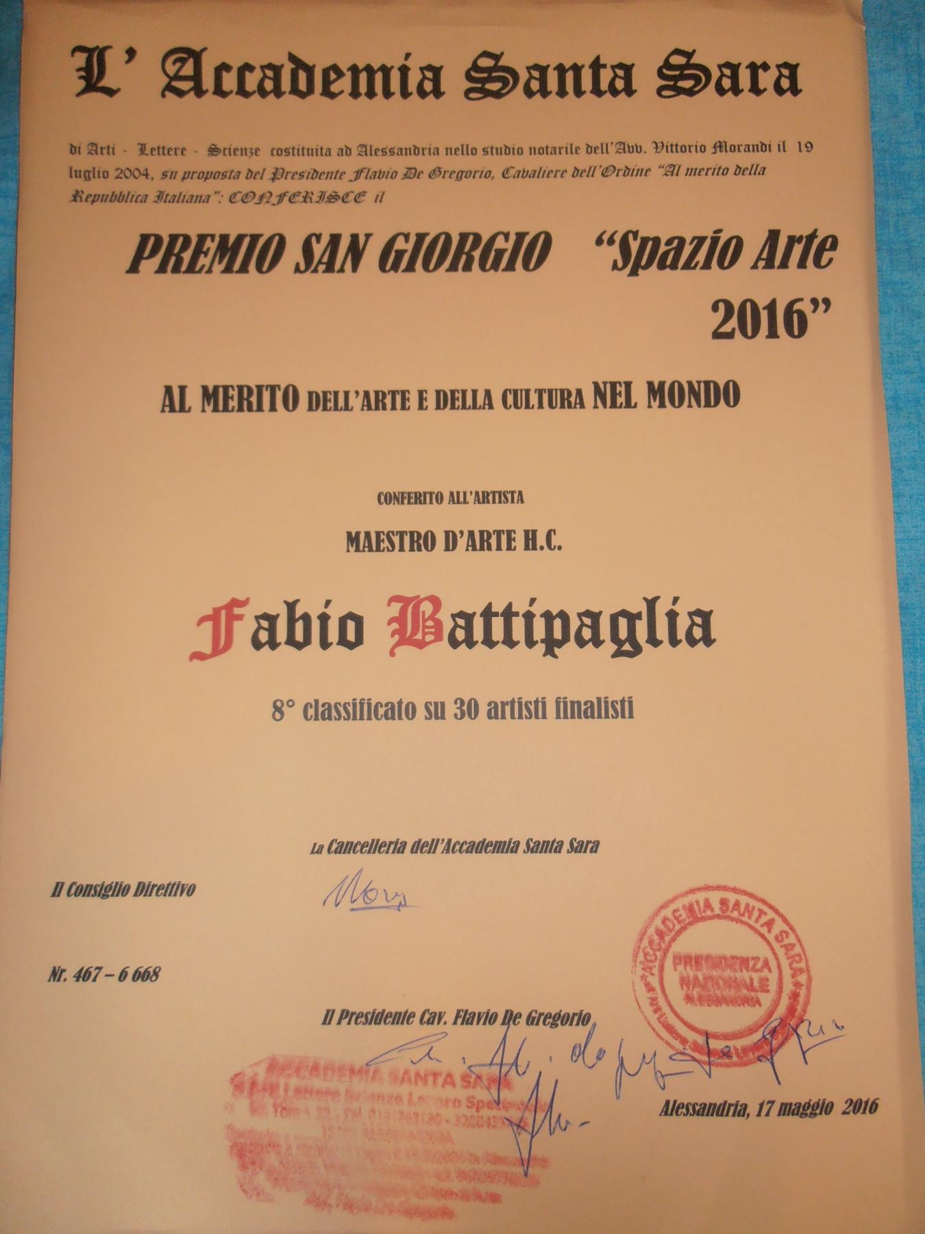 Premio San Giorgio "Spazio Arte 2016"  Alessandria (Italia)