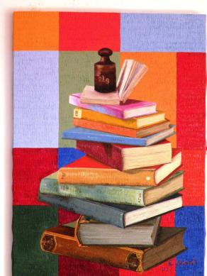 Libri su fondo geometrico