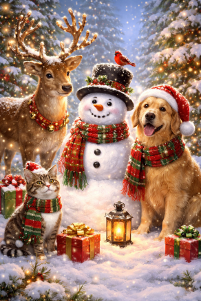 Nel bianco silenzio del bosco...la gioia della compagnia illumina la notte !!! 