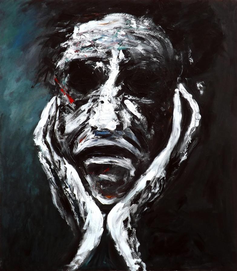 Portrait with big hands Portrait with big hands