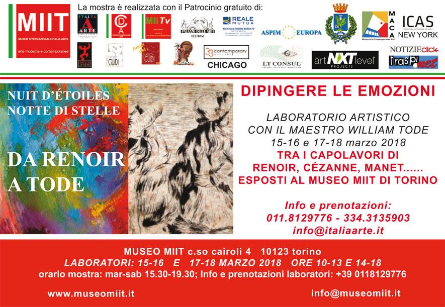 ARTISTIC WORKSHOPS AT THE MIIT MUSEUM IN TURIN WITH THE MASTER WILLIAM TODE AMONG THE MASTERPIECES OF RENOIR, MANET, CEZANNE ...