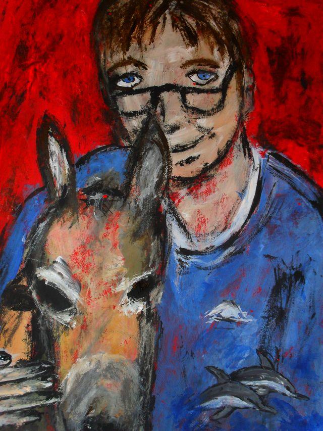 -Esel zu besitzen.Träume verwirklichen-Acryl auf Karton,70 x 50 cm