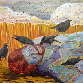 MLGS03E03 Sucide Trilogy Part I : Sunflower Seeds, Acrylic on Canvas, 44 x 48 inches, 2015