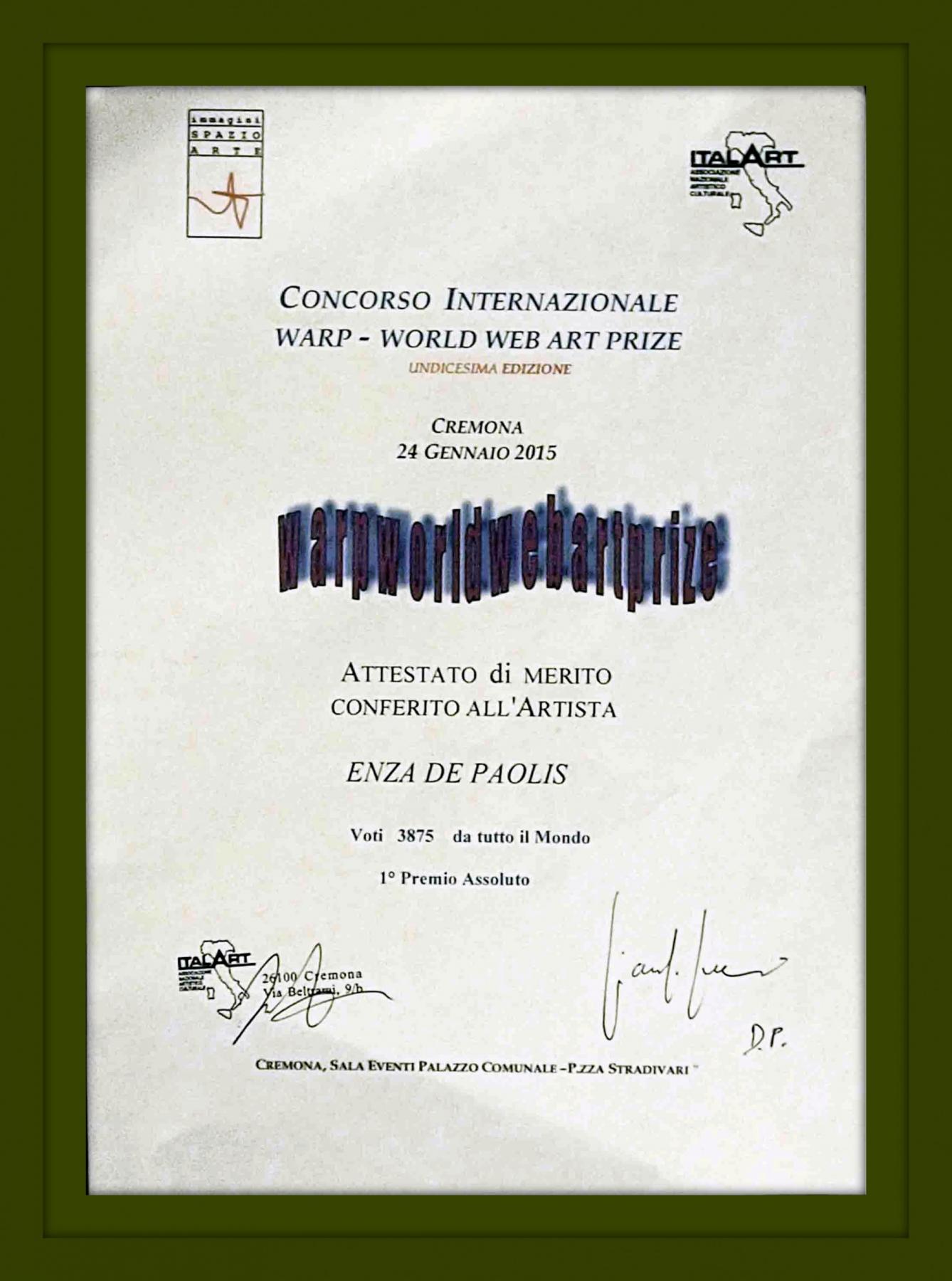 PREMIO  INTERNAZIONALE     "  WEB  ART  PRIZE "   2014  -  2015  