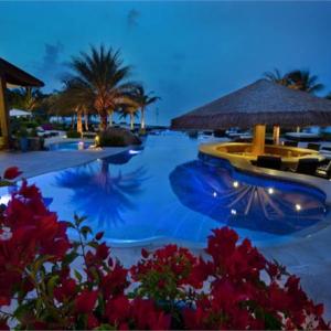 Mosaic glass tile overflow pool - British Virgin Islands, Carribbean