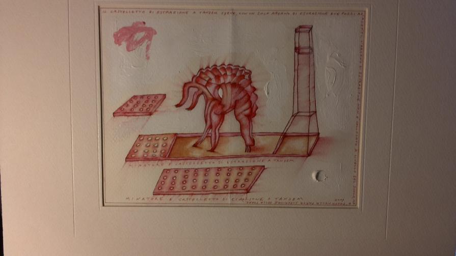 Minatore e castelletto di estrazione a tandem