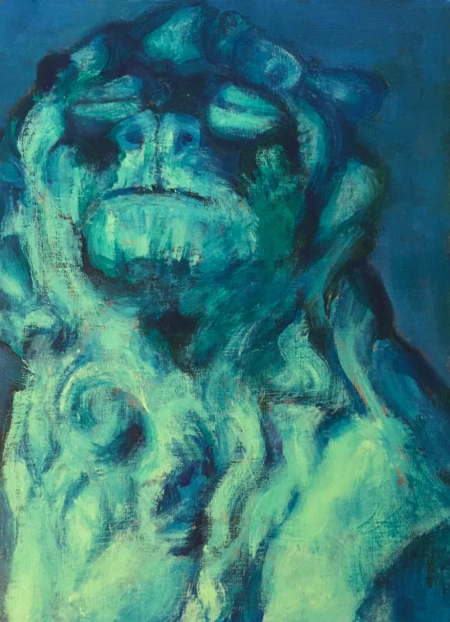 A Lion Statue in the Rain