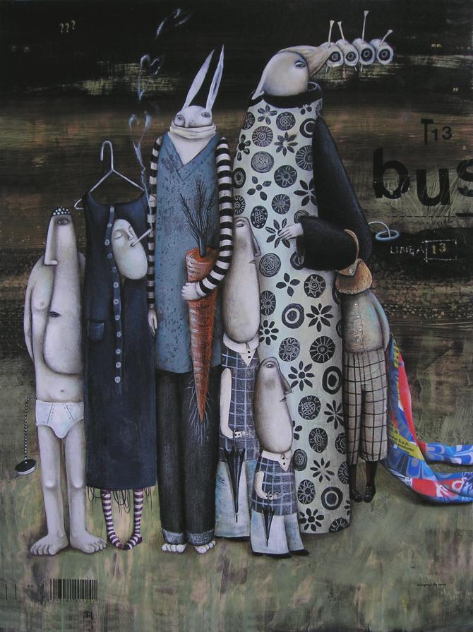 Angelo alla fermata del bus