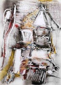 Angelo che trasforma dei rottami di una discarica in una giostra meccanica