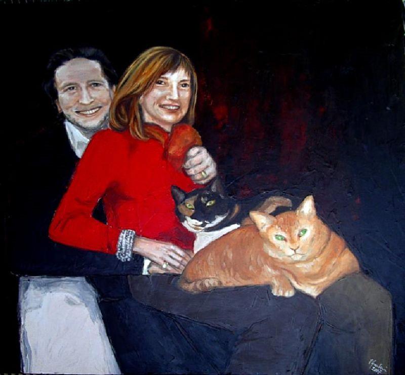 Couple with cats