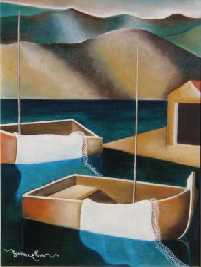 barche su mare immobile