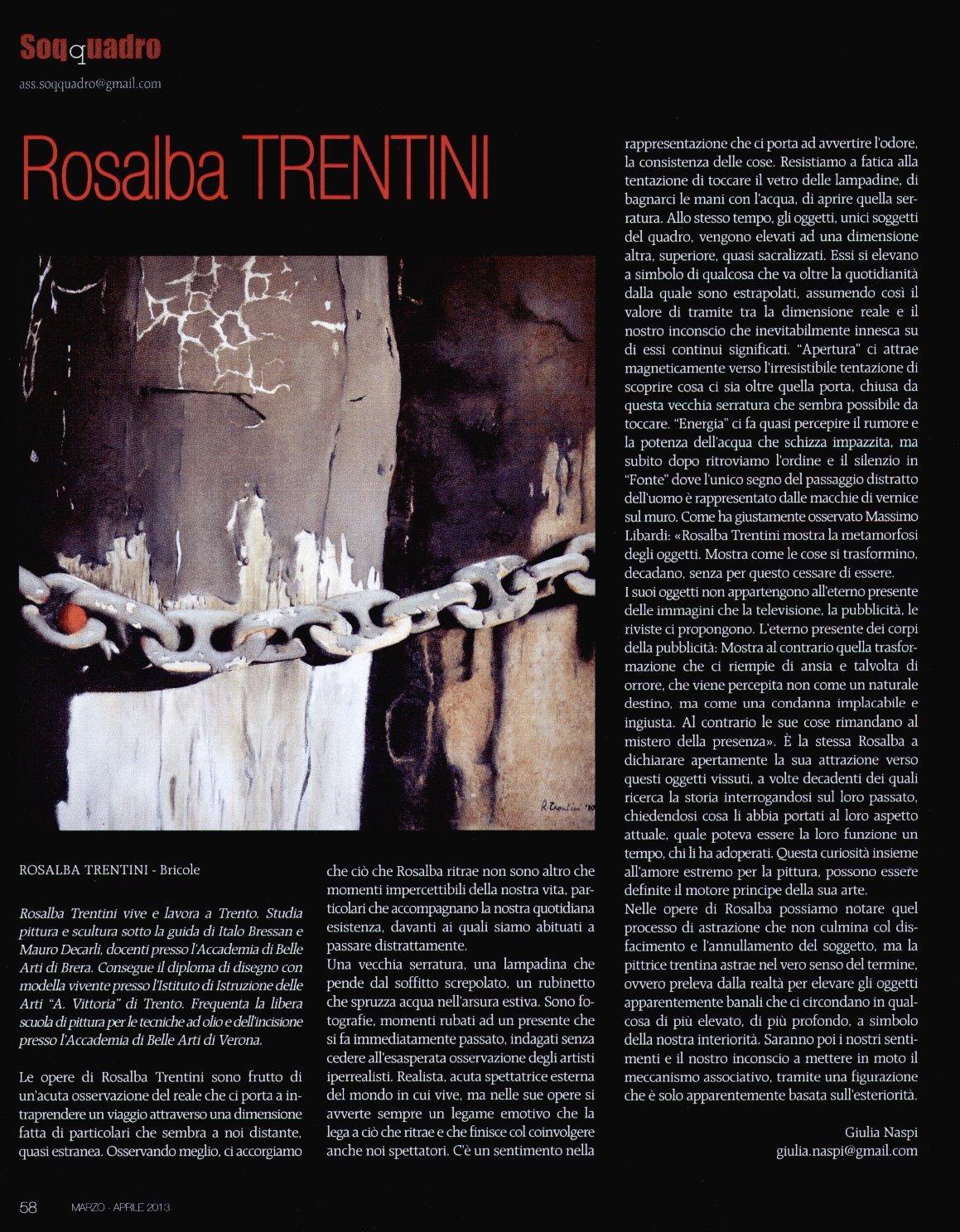 Articolo su Rosalba Trentini