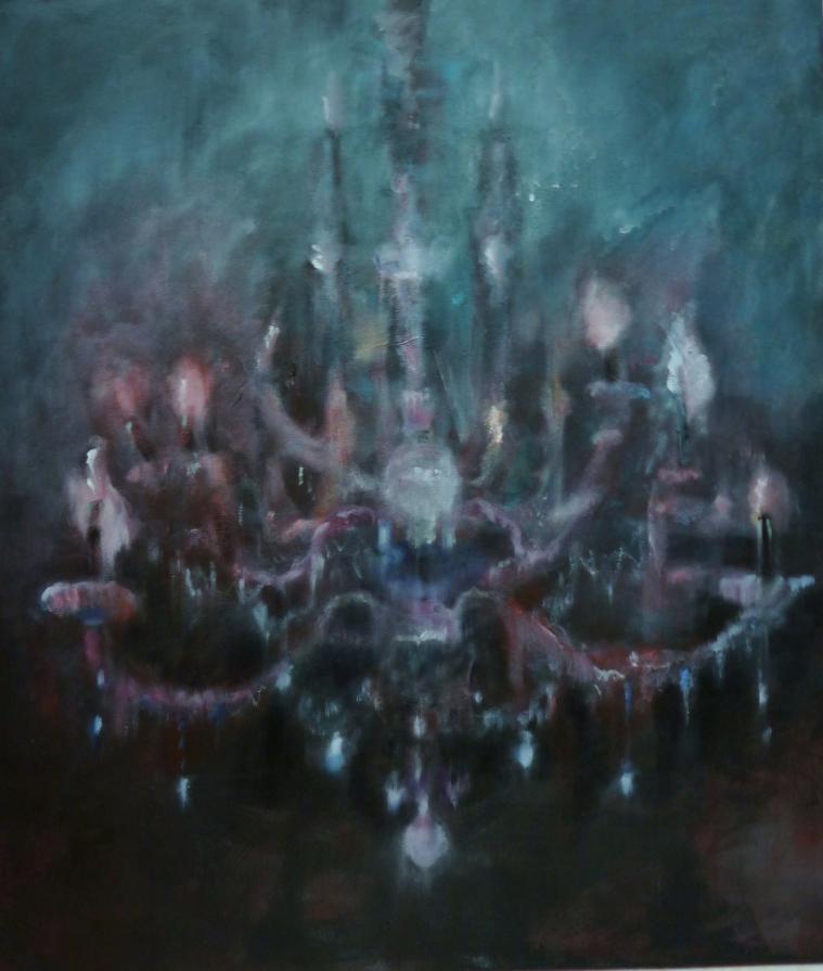 Lampadario di cristallo viola