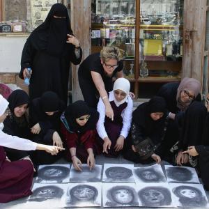 Al Ruqaya students creating with Rachel Gadsden Al Ruqaya students creating with Rachel Gadsden