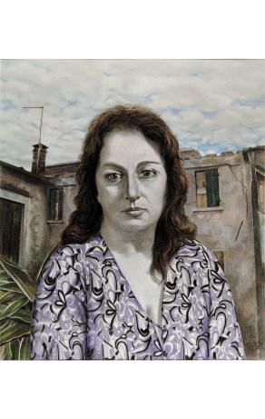 donna con vestito viola-Francesca