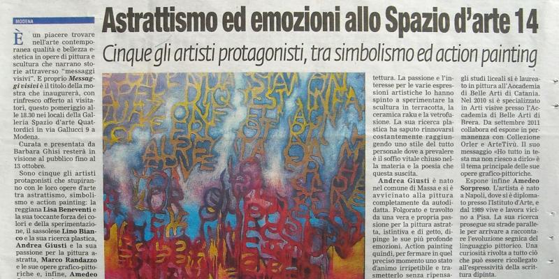 Inaugurazione mostra MESSAGGI VISIVI allo SPAZIO D'ARTE14 di MODENA