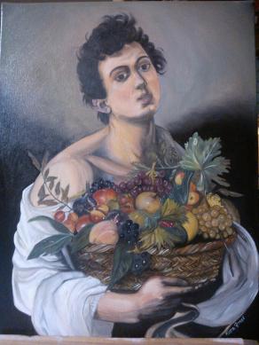 caravaggio"Giovane con canestro di frutta"