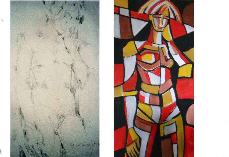 Nudo di donna di fronte : dal disegno al quadro