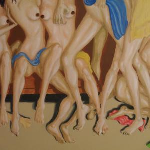 Affollamento di snelle donne minute in sauna - Rivalità congenita (particolare)