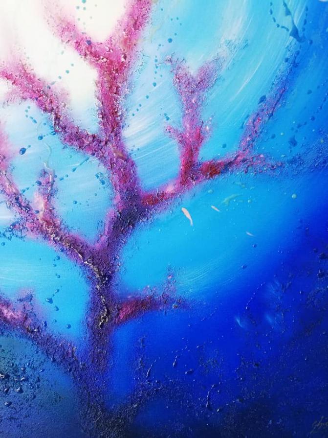 Particolare di Aurea corallina cm 120x100. Anno 2020