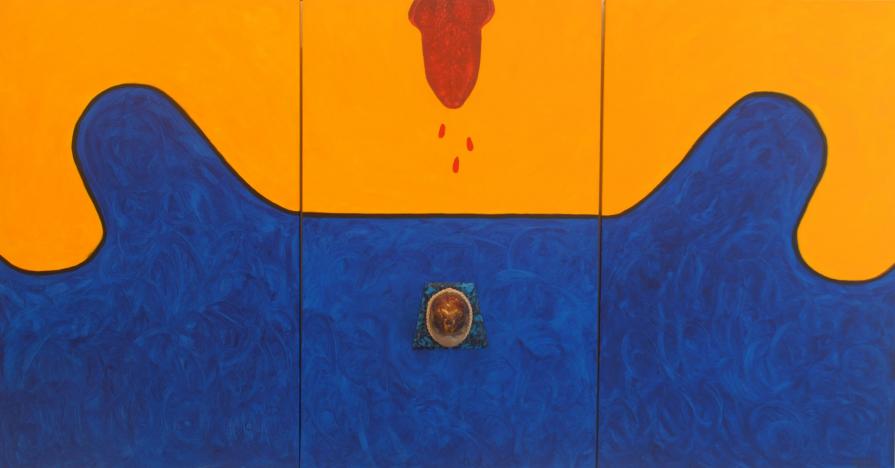 Tongue Sending From The Sky Her Love To The Turtle With All Her Happiness(Triptic)