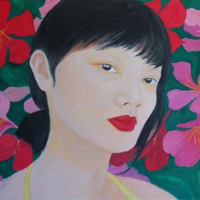 Self-portrait with flowers